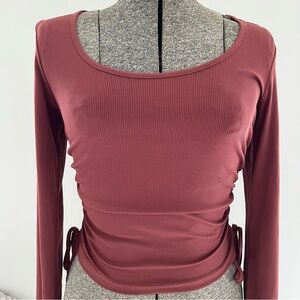 Cropped Ruched Sides with Ties Long Sleeve